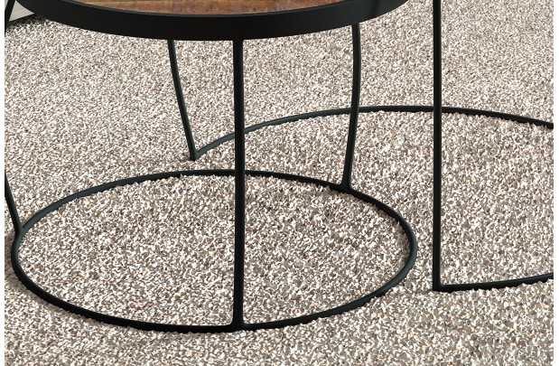 Pas cher Set de 2 tables basses rondes style industriel en bois vieilli