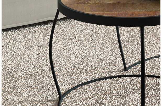 Pas cher Set de 2 tables basses rondes style industriel en bois vieilli