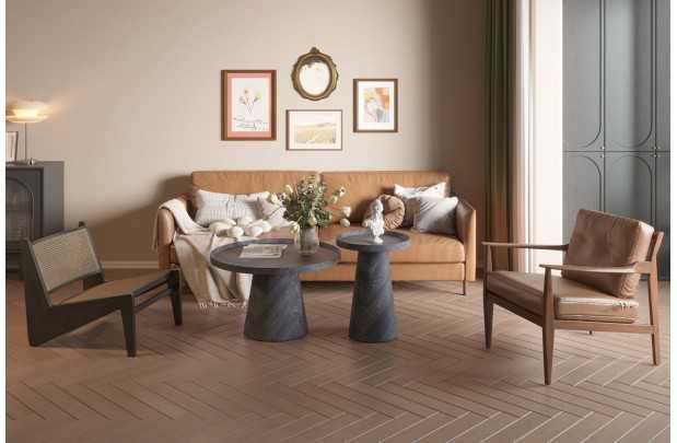 Pas cher Lot de 3 tables basses carrés style industriel en bois recyclé