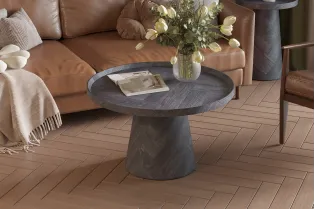 Pas cher Lot de 3 tables basses carrés style industriel en bois recyclé