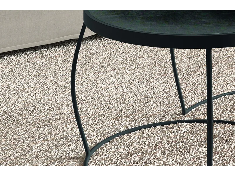 Pas cher Set de 2 tables basses rondes style industriel en bois vieilli