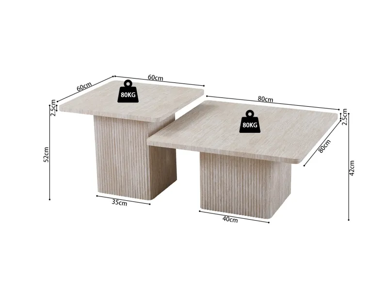 "Set de 2 Tables Basses Bobby – Élégance Travertin ✨ | Design & Qualité"