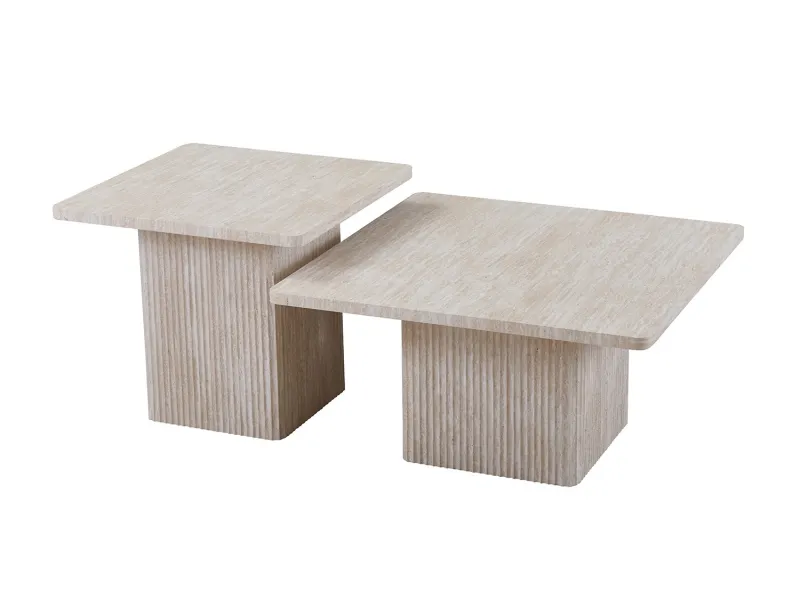 "Set de 2 Tables Basses Bobby – Élégance Travertin ✨ | Design & Qualité"