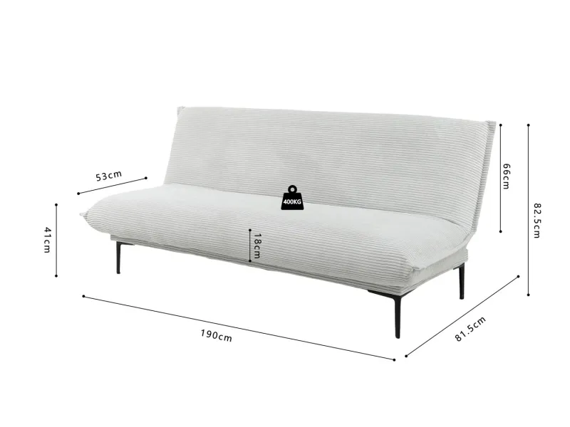 Canapé-clic-clac 'Alisa' en Corduroy Gris Clair – Élégance et Confort Optimal