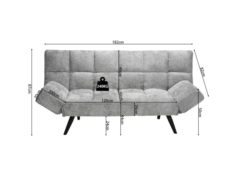 Canapé-lit 'Bursa' – Confort et Élégance en Gris