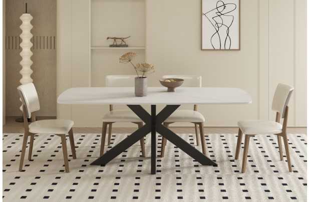 Table Ovale 'Apollo' 180 cm Style Danois en Pierre Blanche