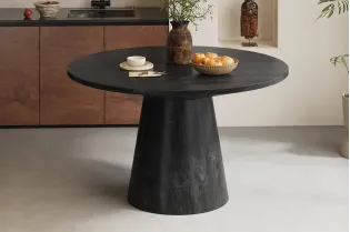 Table Ronde 'Tommy' 130 cm en Bois de Manguier Coloris Noir 2