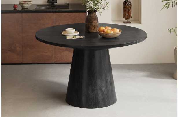 Table Ronde 'Tommy' 130 cm en Bois de Manguier Coloris Noir
