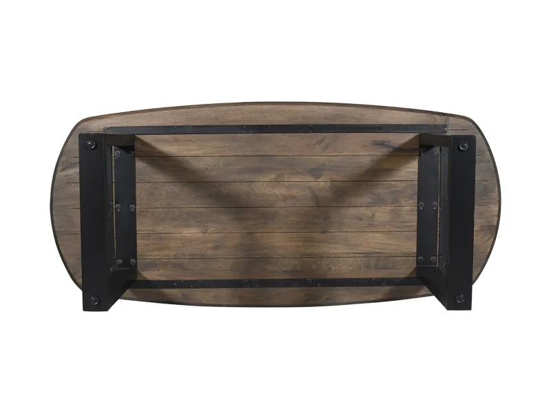 Table Tommy 220x100 cm – Design Ovale Danois & Pieds U Modulables – Bois de Manguier Tabaco