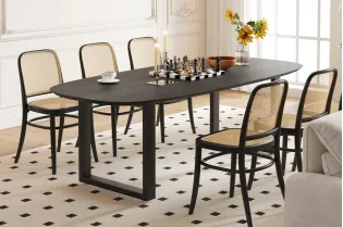 Table Tommy 220x100 cm – Design Ovale Danois Noir & Pieds U Modulables