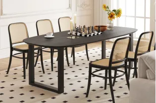 Table Tommy 220x100 cm – Design Ovale Danois Noir & Pieds U Modulables 2