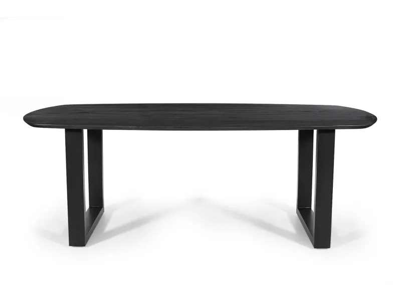 Table Tommy 220x100 cm – Design Ovale Danois Noir & Pieds U Modulables