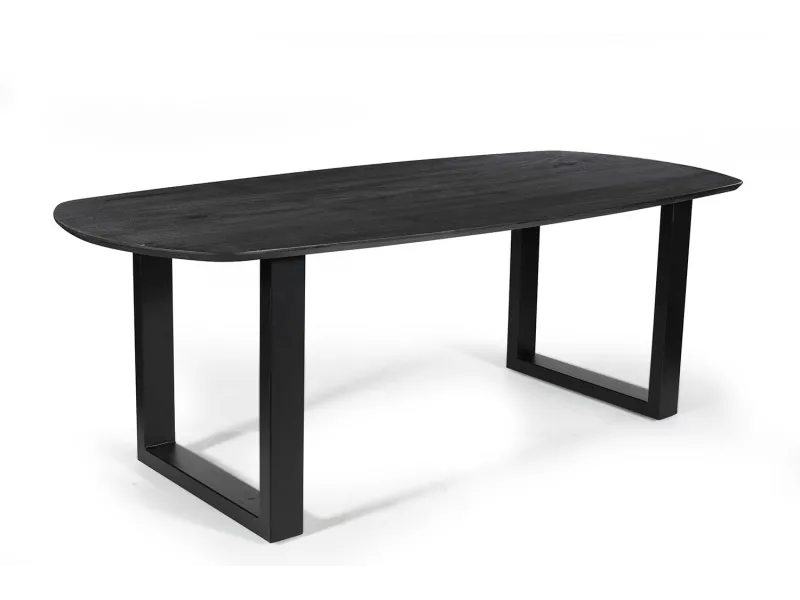 Table Tommy 220x100 cm – Design Ovale Danois Noir & Pieds U Modulables