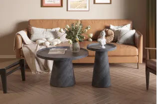 Pas cher Lot de 3 tables basses carrés style industriel en bois recyclé 2