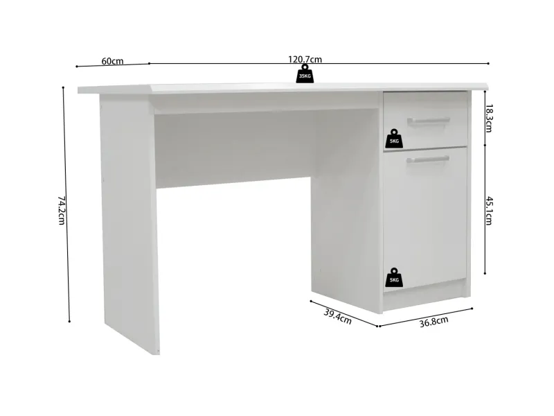 Bureau 1 tiroir et 1 porte coloris crème Bureaux enfant et junior |...