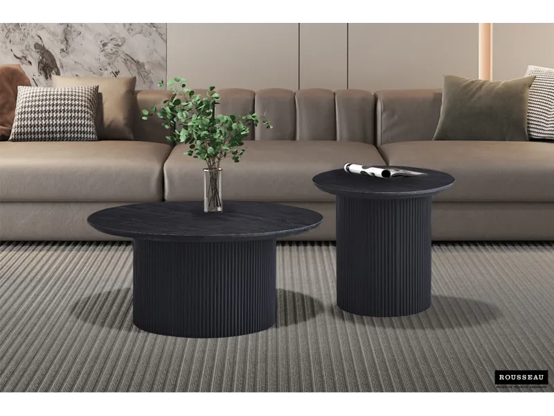 Table basse contemporaine |Table basse avec 6 poufs encastrable, ve...