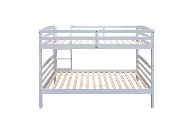 Lit superposé “Roy” 90x200 cm divisible – Pin massif blanc, solide et modulable