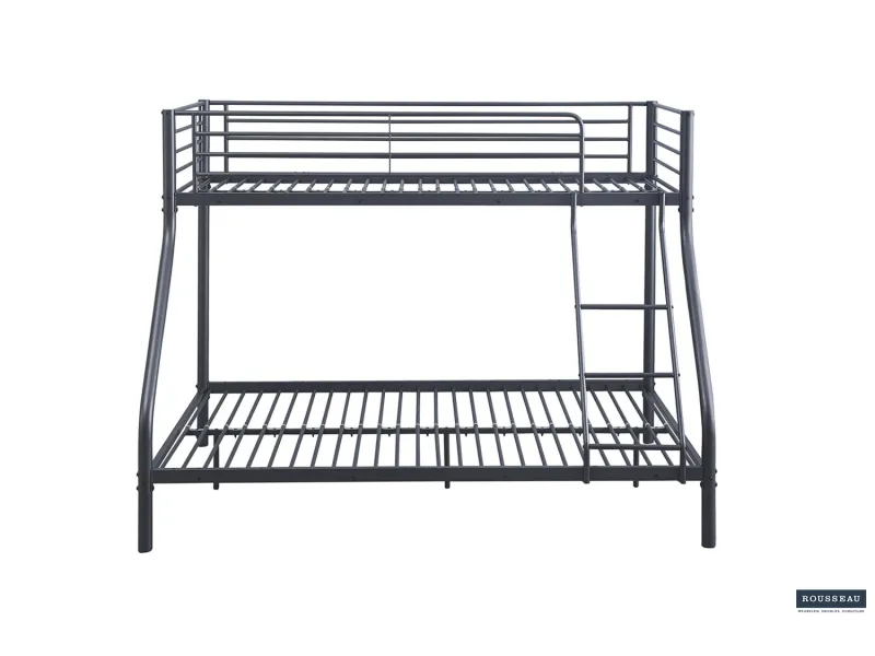 Lit superposé “Trio” métal 140/90x200 cm – Gris foncé, gain de place et solidité assurée