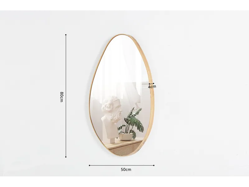 Miroir mural ‘Rana’ 80 x 50 cm en chêne vieilli – Élégance compacte et naturelle