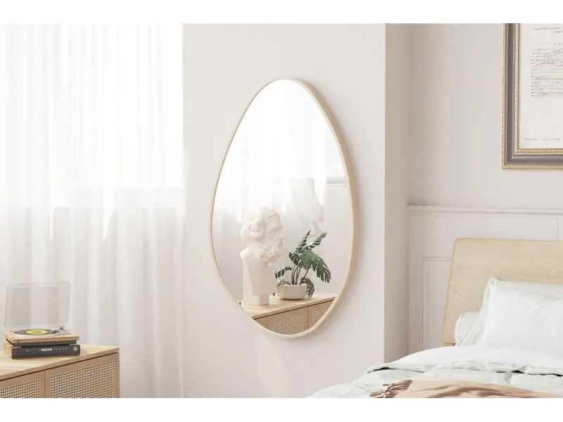 Miroir mural ‘Rana’ 80 x 50 cm en chêne vieilli – Élégance compacte et naturelle