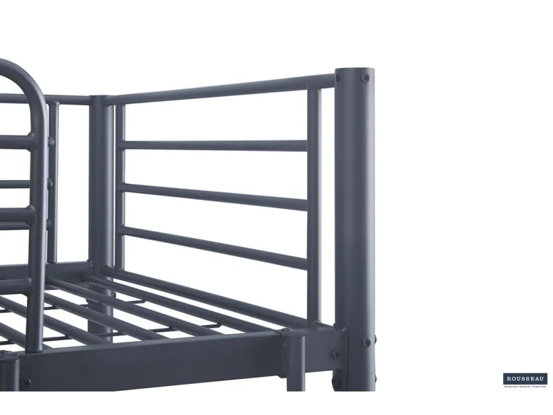 Lit superposé “Sammy” 90x200 cm divisible – Métal gris foncé, robuste et polyvalent