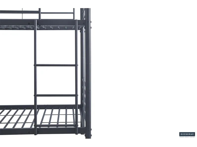 Lit superposé “Sammy” 90x200 cm divisible – Métal gris foncé, robuste et polyvalent
