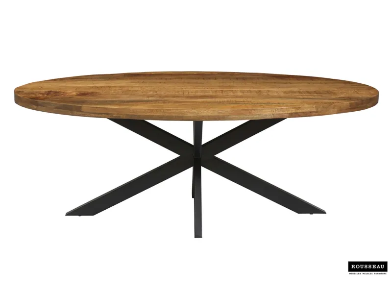 Table ovale 'Alexa' en bois de manguier - 200 cm, finition naturelle