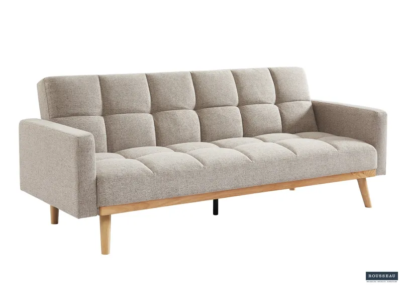 Canapé-Lit Style Scandinave - Confort et Élégance en Tissu Beige