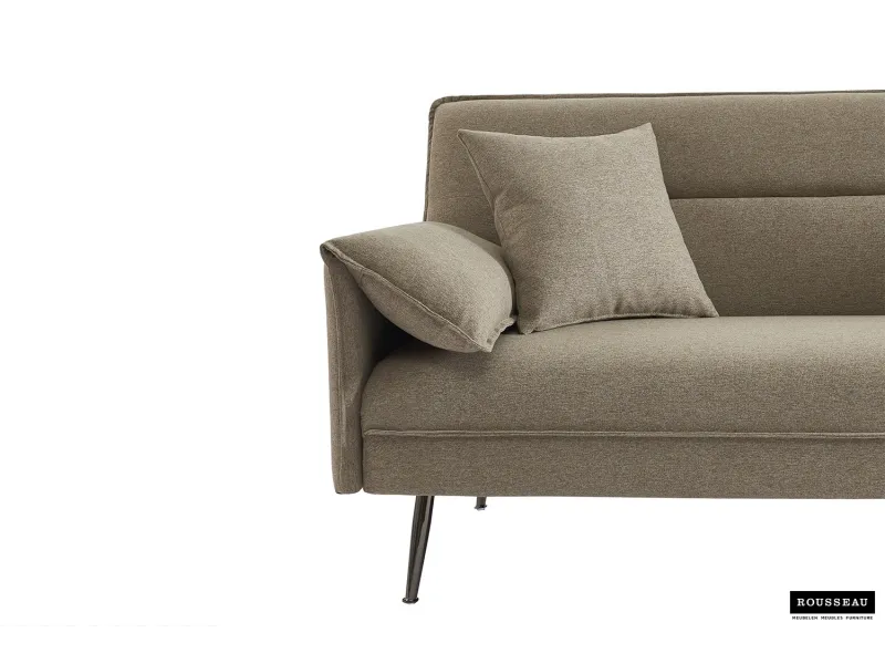 Canapé-Lit Style Scandinave avec Accoudoirs Fins - Élégance et Confort en Tissu Beige