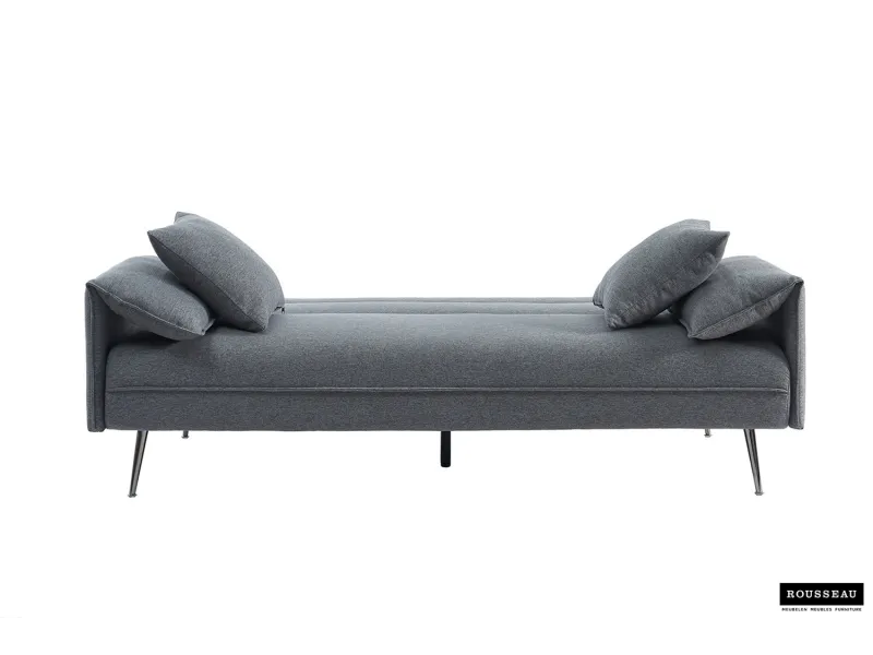 Canapé convertible coloris gris Style Scandinave avec Accoudoirs Fins - Élégance et Confort