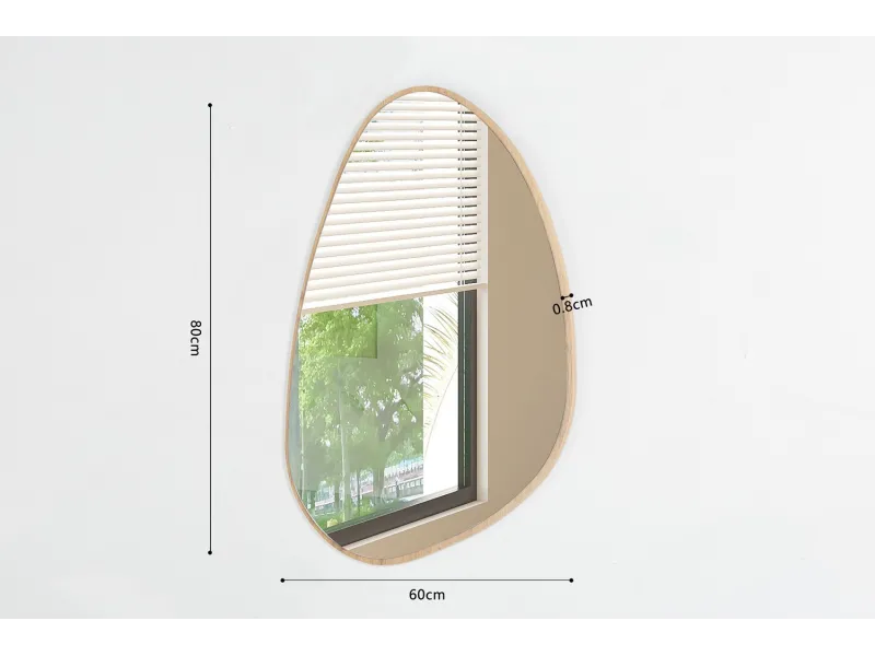 Miroir mural ‘Roza’ 80 x 60 cm en chêne vieilli – Un design naturel et épuré