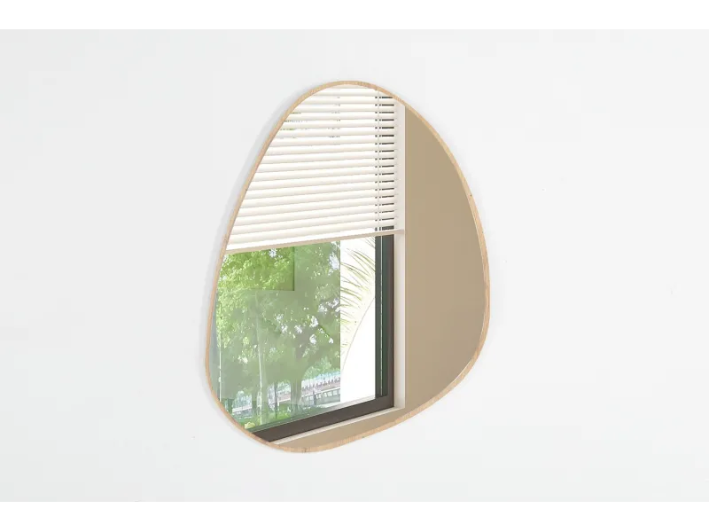 Miroir mural ‘Roza’ 80 x 60 cm en chêne vieilli – Un design naturel et épuré