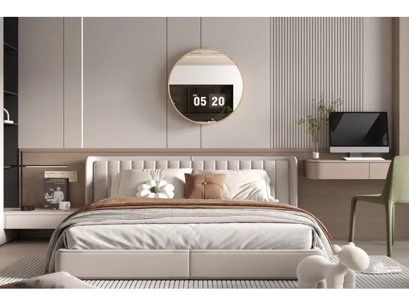 Miroir mural carré ‘Roxy’ 80 x 80 cm en chêne vieilli – Élégance et style intemporel