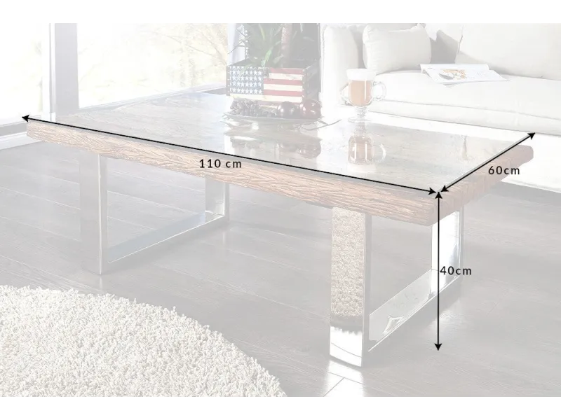 Table Basse en Bois Massif Recyclé  au Style Rustique avec plateau en verre