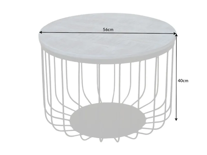 Table Basse ronde en Bois Massif de Manguier au Style Industriel