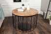 Table Basse ronde en Bois Massif de Manguier au Style Industriel