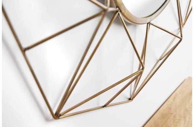 Miroir Rond avec Cadre Polygone en Fil de Laiton - Fabriqué à la Main - 80cm