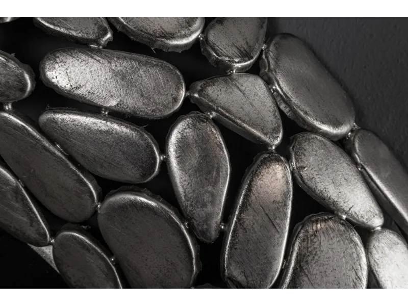 Miroir Rond avec Cadre Mosaïque de Pierre coloris argent - Fait Main