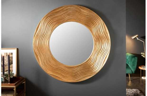 Miroir Rond avec Côté Ondulé - Ornement en Forme de Vagues