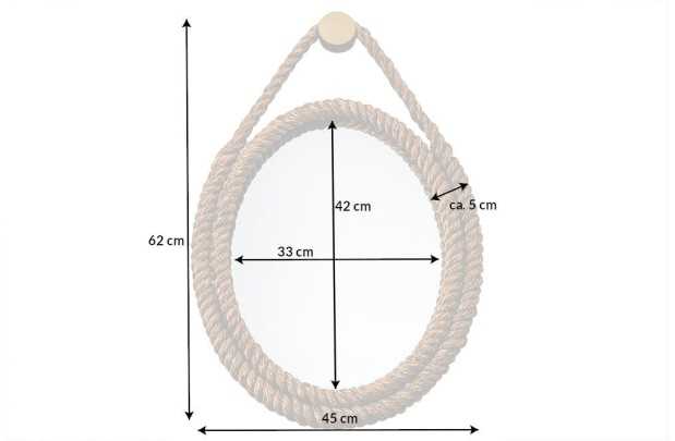 Miroir Mural Rond avec Cadre en Corde Naturelle