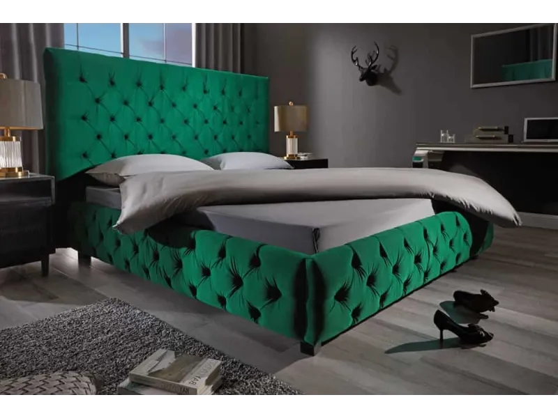 Lit PARIS CHESTERFIELD 180x200 cm – Sophistication en velours & charme intemporel