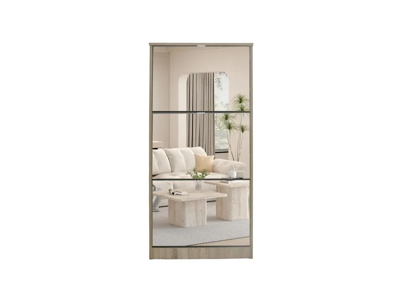 Meuble rangement chaussures, 3 compartiments, coloris blanc Commode...