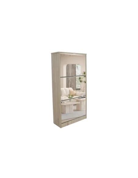 Meuble rangement chaussures, 3 compartiments, coloris blanc Commode...
