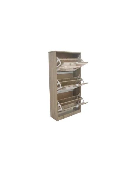 Meuble rangement chaussures, 3 compartiments, coloris blanc Commode...