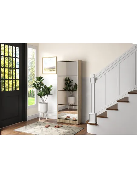 Meuble rangement chaussures, 3 compartiments, coloris blanc Commode...