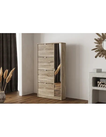 Meuble rangement chaussures, 3 compartiments, coloris blanc Commode...