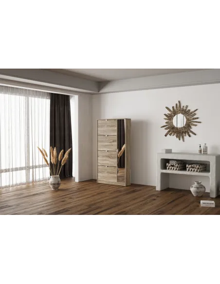 Meuble rangement chaussures, 3 compartiments, coloris blanc Commode...