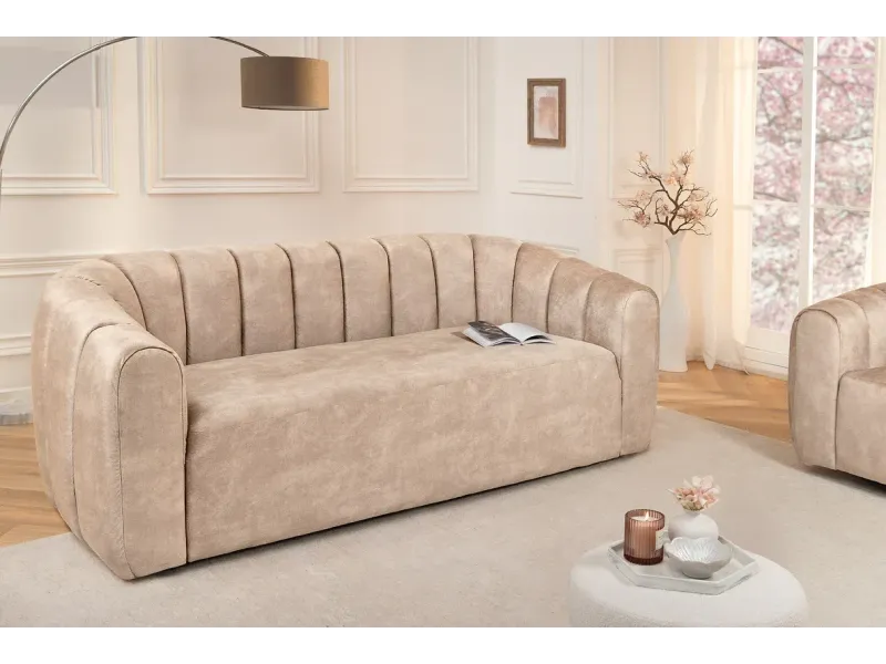 Canapé convertible design scandinave coloris gris claire en tissu a...