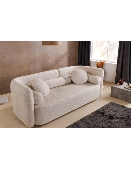 Canapé convertible design scandinave coloris gris claire en tissu a...