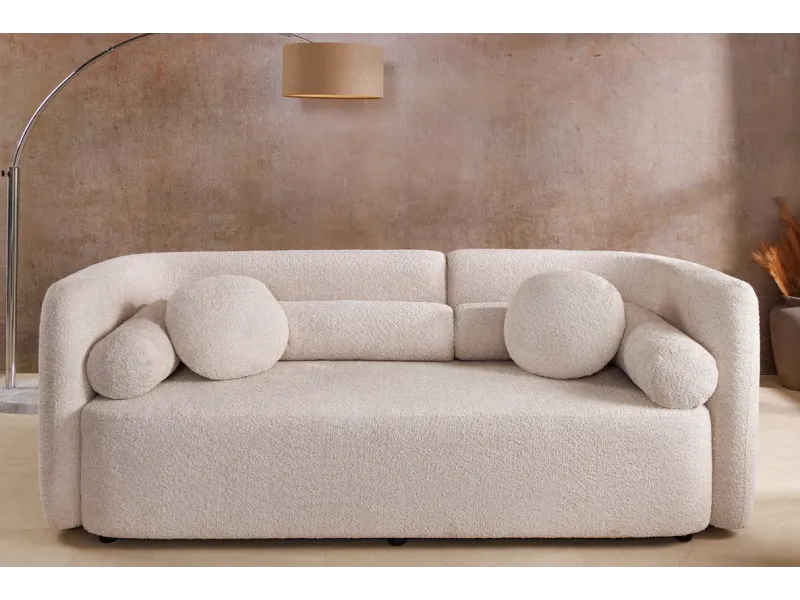 Canapé convertible design scandinave coloris gris claire en tissu a...